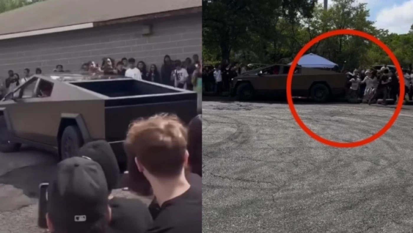 Έκανε drift με Tesla Cybertruck κι έπεσε στο πλήθος (vid)